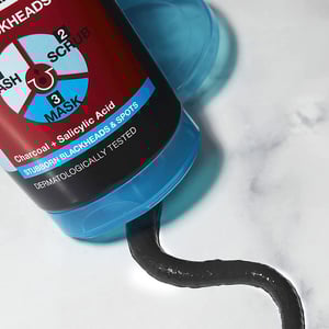 Garnier Pure Active 3 in 1 Charcoal Anti Blackhead Wash Scrub & Mask 150ml•