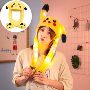 Ear Pop Up Lighting Cap - Yellow Pikachu