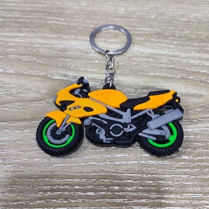 Motorcycle Rubber Silicone Keychain - Orange
