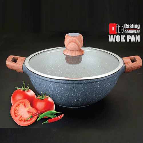 Die Casting Wok Pan With Lid - 26cm •