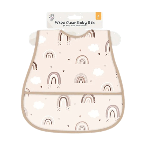 123 Baby Wipe Clean Baby Bibs - Rainbow 6m+