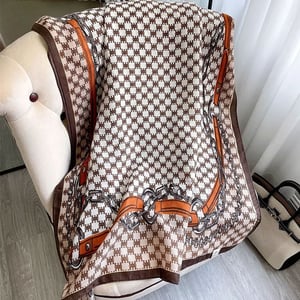 Luxury Design Winter Scarf For Women - Brown & White