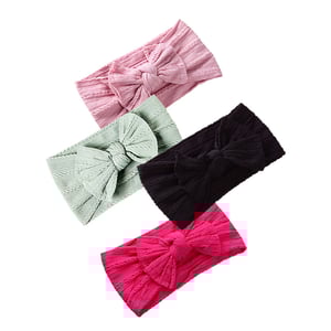 Wide Edge Bow Childrens Hairband 4pc Set - A1