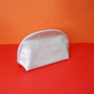 Oval Shape Silver Cosmetics Pouch