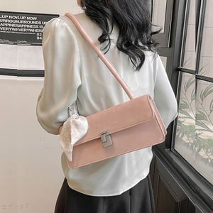 Velvet Finishing Stylish Bag For Women - Pink