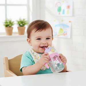 Premium Kids Water Bottle Handle & Straw 350ml - Unicorn