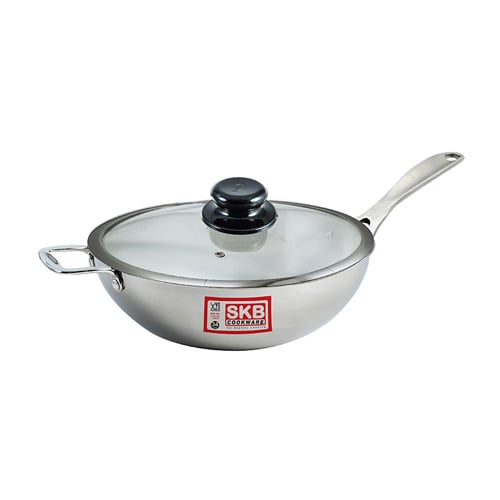 SKB 3 Layer Wok with Glass Lid - 34cm