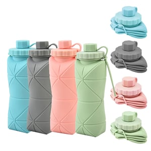 Silicone Folding Bottle 600ml - Pink