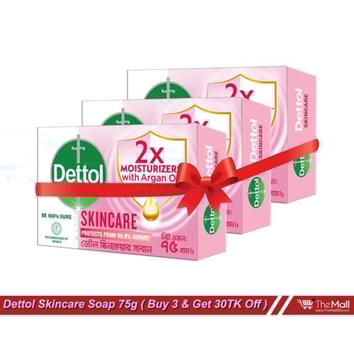Dettol Skincare Soap 75g ( Buy 3 & Get 30TK Off )
