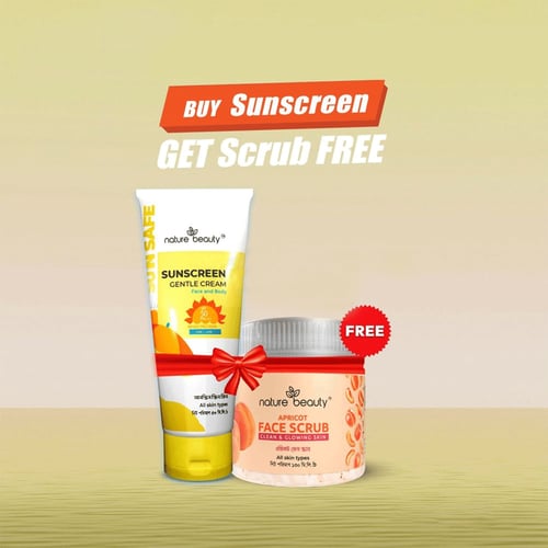 Nature Beauty Sunscreen Gentle Cream 50ml - SPF 50 PA+++ (Get Nature Beauty Apricot Face Scrub 130ml Free)