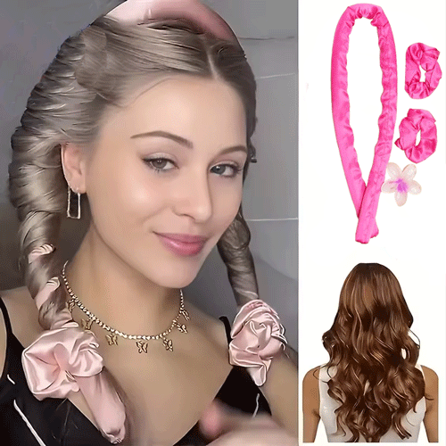 Heatless Hair Curler Accessories Set - Pink