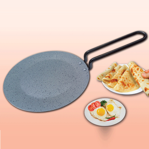 Non Stick 3 ply Ruti Tawa Black SS Handle - 26cm •