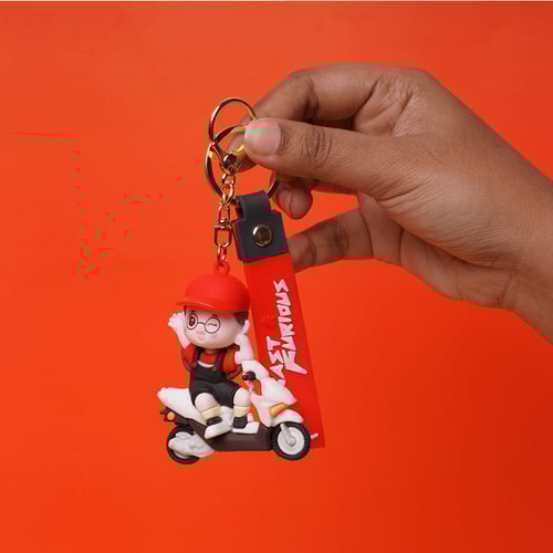 Silicon Scooty Girl Keyring - Red