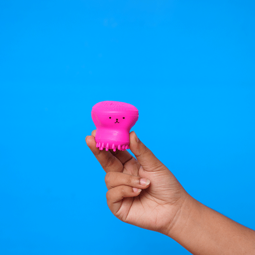 Kiss Lovely Octopus Shape Silicon Face Cleansing Scrubber - Hot Pink