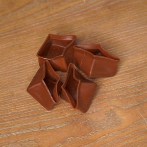 Square Shape Silicone Chair Leg Cover 4pcs - Brown