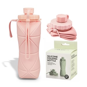 Silicone Folding Bottle 600ml - Pink
