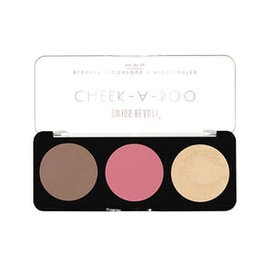 Swiss Beauty CHEEK A BOO Blusher Contour Highlighter Face Palette - 03 Face It Up Dark