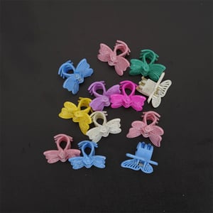 Multicolor Mini Butterfly Hair Clip 3pcs Set - Glitter