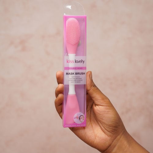 Kiss Lovely Double Silicone Head Facial Mask Brush - Baby Pink