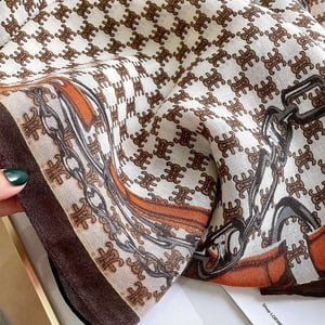 Luxury Design Winter Scarf For Women - Brown & White