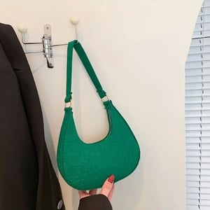 Felt Stone Pattern Underarm Bag - Green