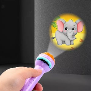 Educational Mini Flashlight Projector With 40 Pattern 5 Slides For Kids - Yellow