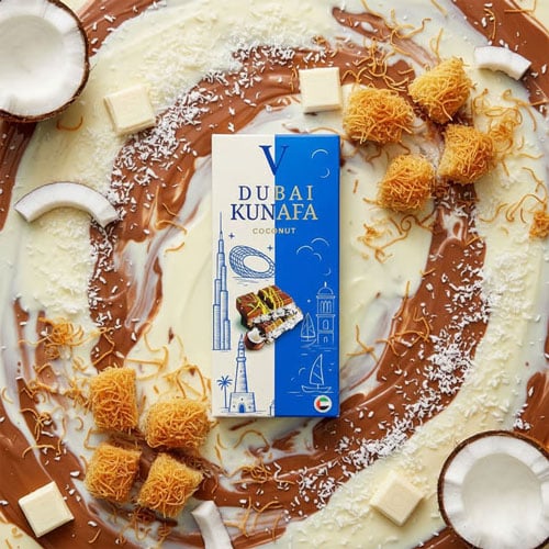 Dubai Kunafa Coconut Chocolet Bar 100g  •