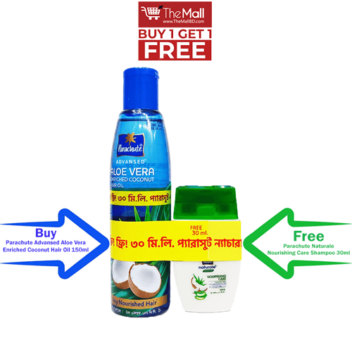 Parachute Advansed Aloe Vera Enriched Coconut Hair Oil 150ml (Free Parachute Naturale Nourishing Care Shampoo 30ml)