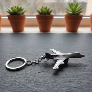 Metal Key Ring Fighter Jet - Silver