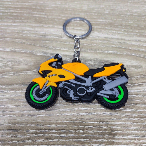 Motorcycle Rubber Silicone Keychain - Orange