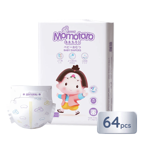 Momotaro Baby Diapers NB (Upto 5kg) 64pcs •