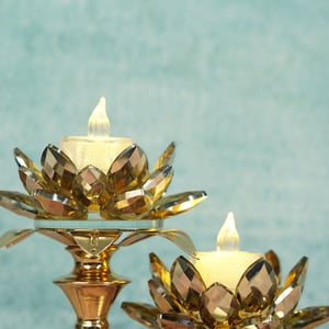 Candle Holder Crystal Glass Flower Decoration