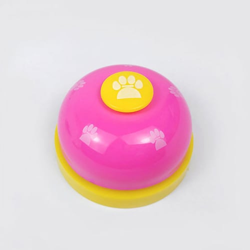 Dog Paw Prints Training Ring Bell - Pink