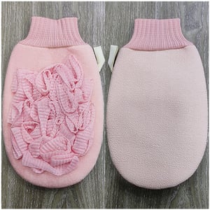 2 in 1 Exfoliating Glove Bath Scrubber - Pink