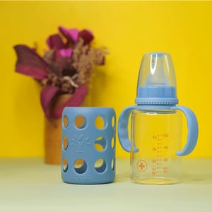 Minitree Regular Neck Glass Feeding Bottle With Handle - 120ml