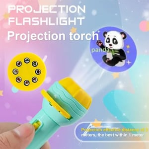 Educational Mini Flashlight Projector With 40 Pattern 5 Slides For Kids - Purple