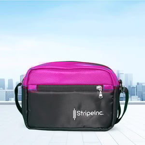StripeInc Crossbody Net Pattern Bag For Unisex - Magenta
