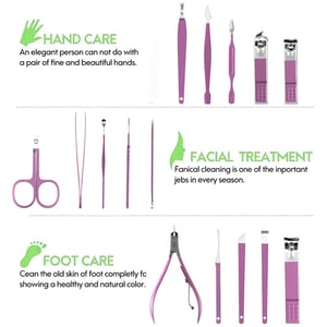 16pcs Manicure Set Pouch - Charm Purple