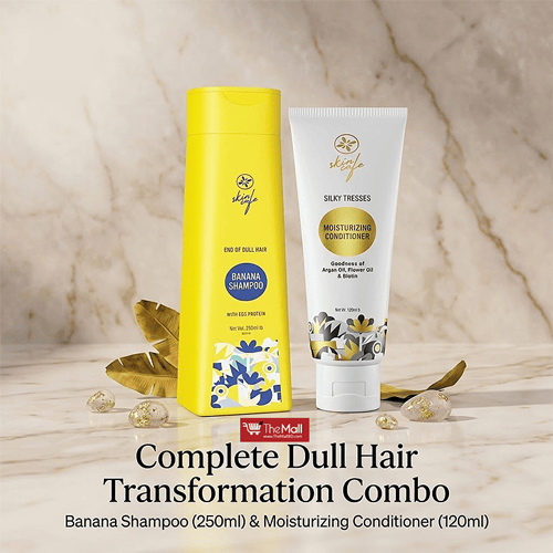 Skin Cafe Banana With Egg Protein Shampoo For Dull Hair 250ml With Skin Cafe Silky Tresses Moisturizing Conditioner 120ml Combo