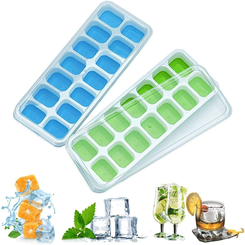 Silicone Ice Cube Tray With Lid - Bright Green