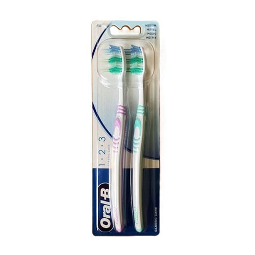 Oral-B 123 Classic Care Toothbrush 2pcs - Purple & Teal Green
