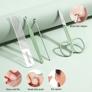 7pcs Manicure Set Box With Holder - Seafoam Green