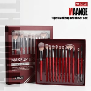 Maange 12pcs Makeup Brush Set Box - Red