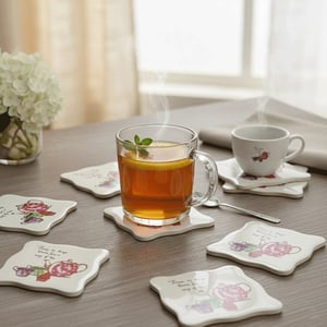 Drink Square Coasters 6pcs - Cup Of Tea