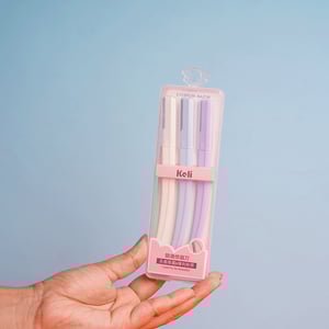 Keli Eyebrow Razor 3pcs (TM1208) - Off-White Baby Blue Purple
