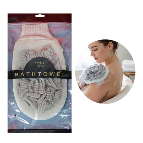 2 in 1 Exfoliating Glove Bath Scrubber - Gray