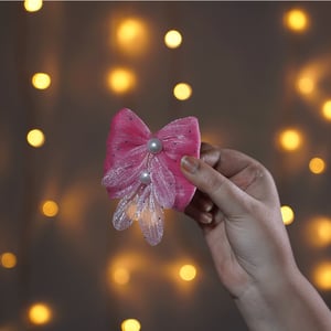 Cute Bow & Pearl Hair Clip 1pc - Pink