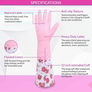 Disposable Rubber Hand Gloves With Floral Print - Sky Blue