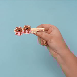 Girls Cute Cartoon Hair Clip 1 pair - Yellow Bear