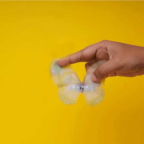 Semi Transparent Net Butterfly Hairclip 1pcs - Bight Green & White